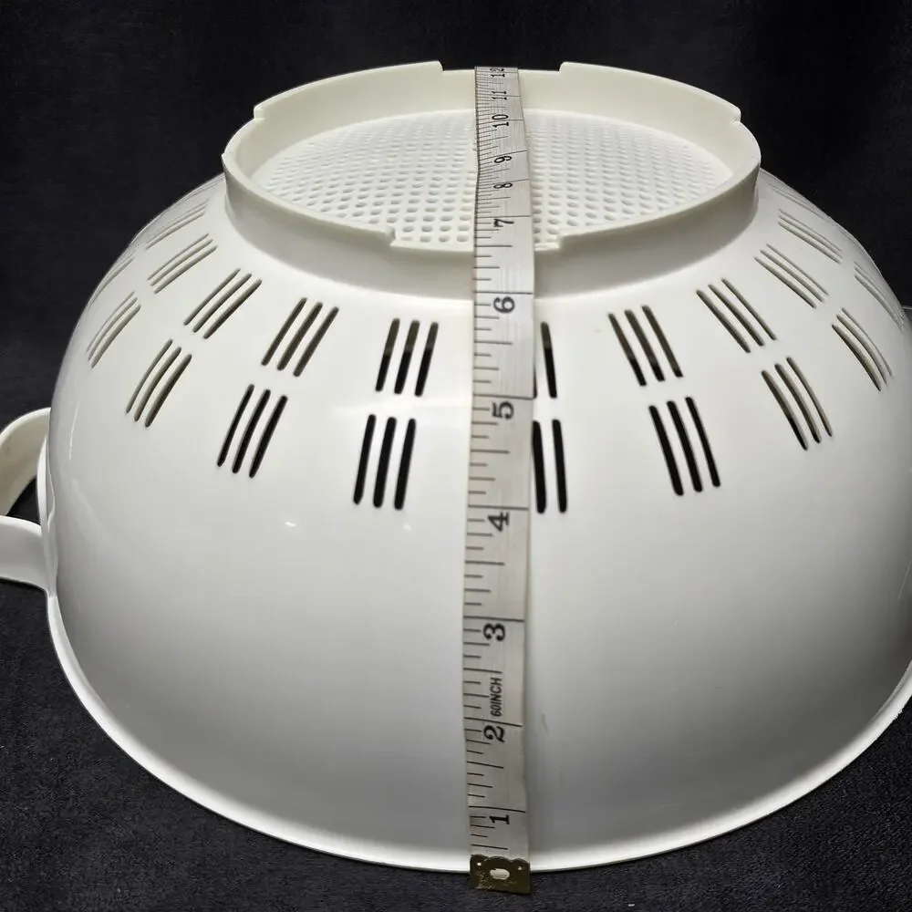 Vintage Kamenstein Colander Strainer White Large Sturdy Thick Plastic Kitchen